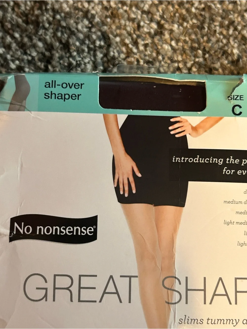 New No Nonsense Great Shapes All-Over Shaper Pantyhose - Size C Midnight Black